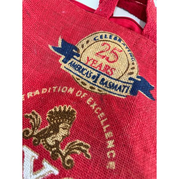 Women's Bag Basmati Royal Rice with Handle and Zipper Tan Mesh Red - Picture 11 of 12